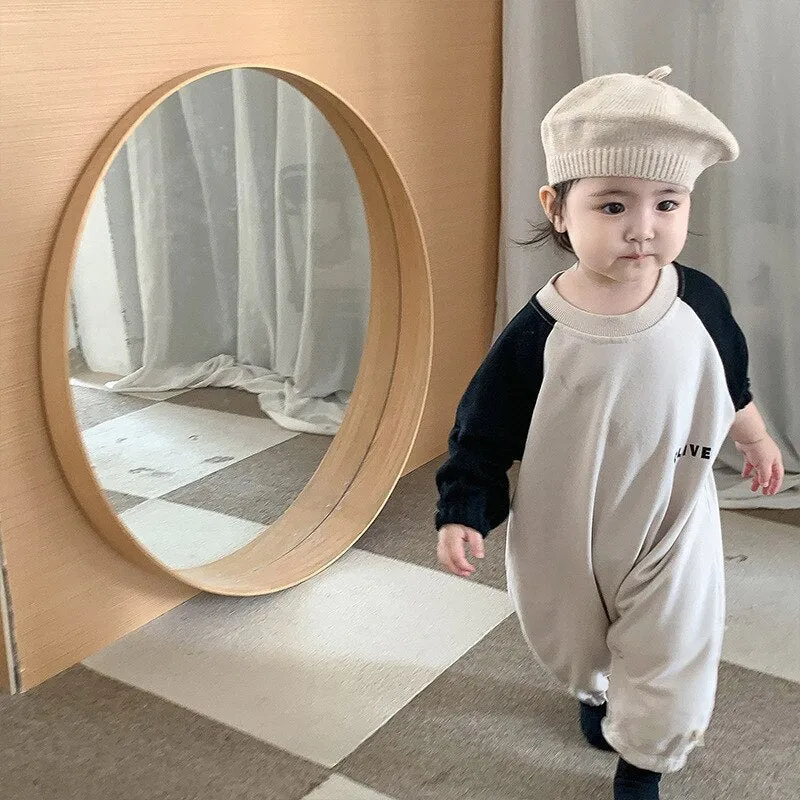 Olive Green and Black Long Sleeve Romper for Boys