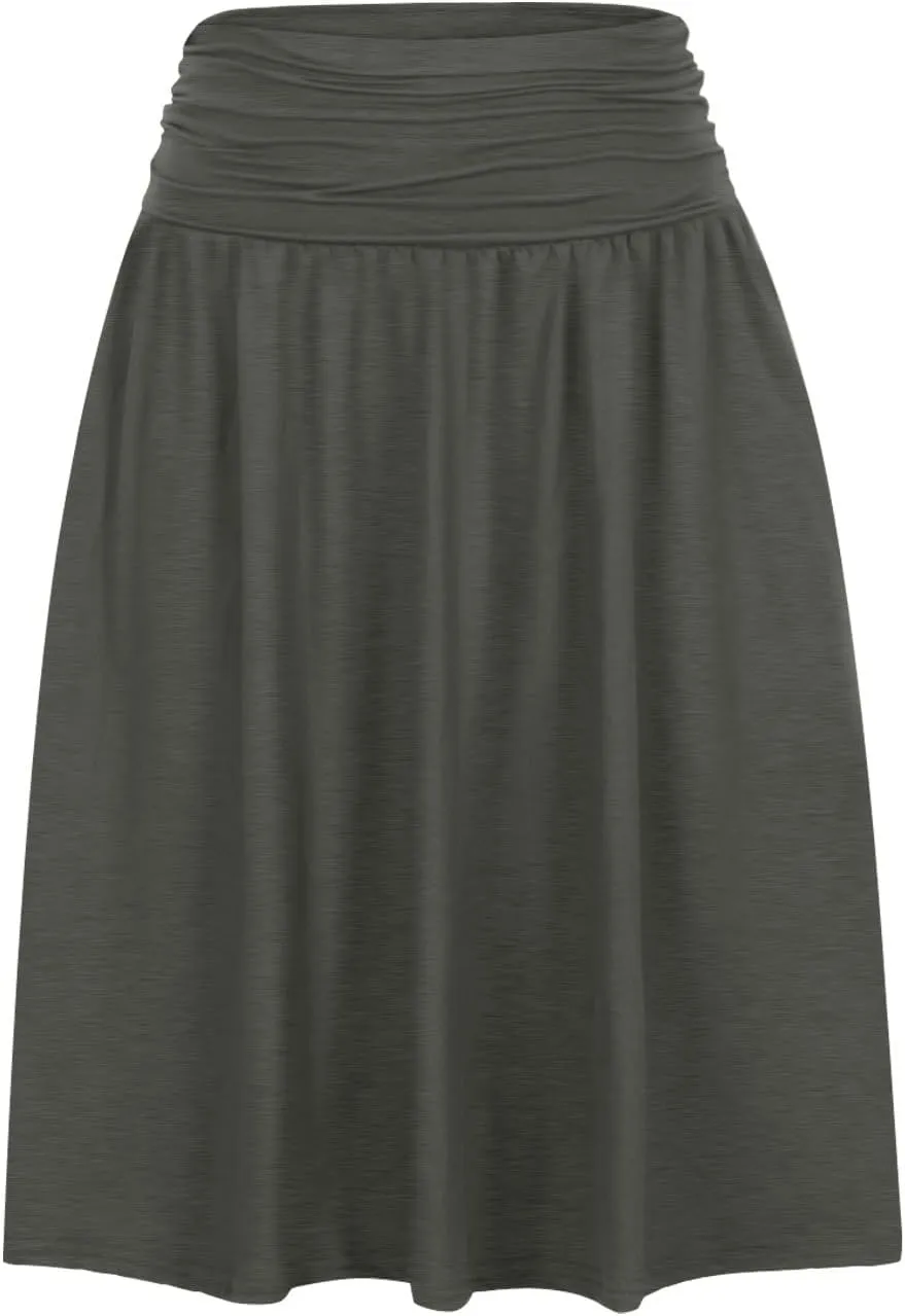 Oplxuo Plus Size Skirts for Women Knee Length Flowy Ruched High Waisted Flowy Midi Skirt
