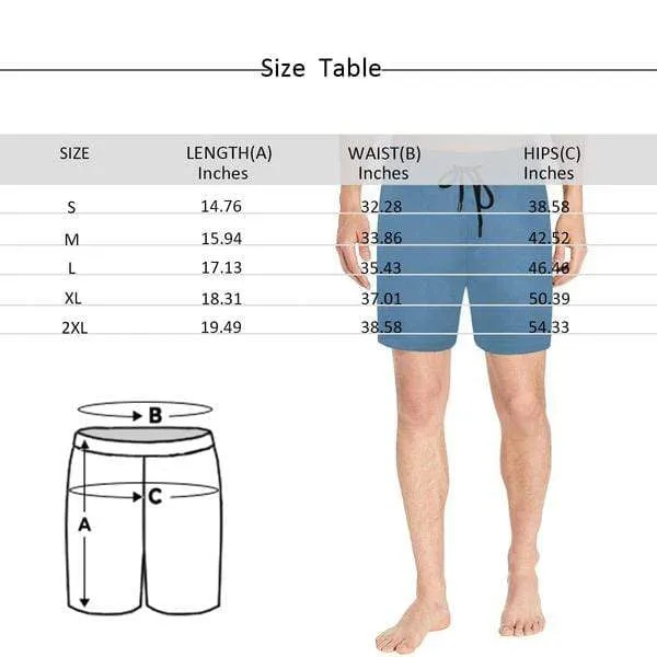 Personalized Swim Trunks Custom Face Blue Men's Quick Dry Swim Shorts with Funny Pictures