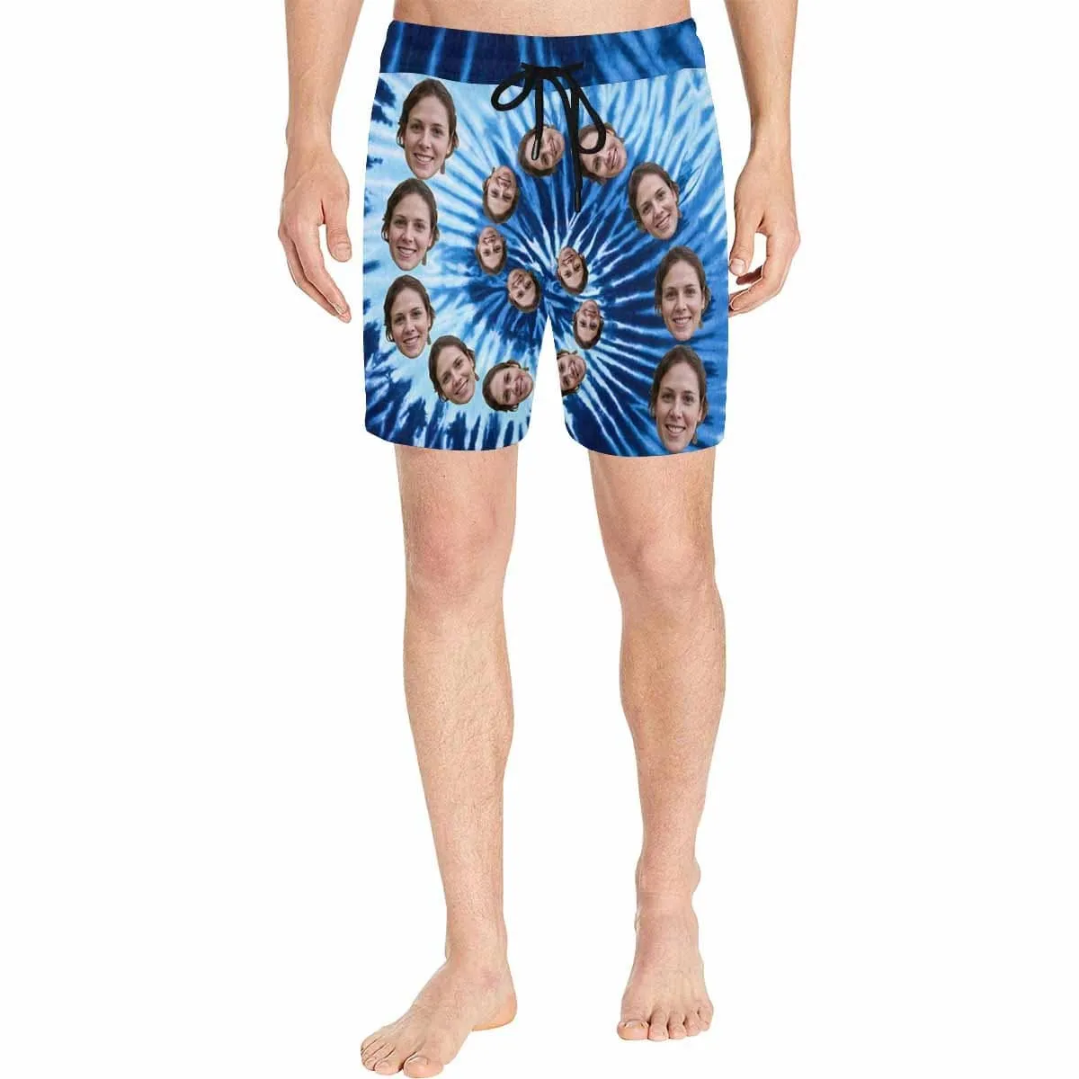 Personalized Swim Trunks Custom Face Blue Men's Quick Dry Swim Shorts with Funny Pictures