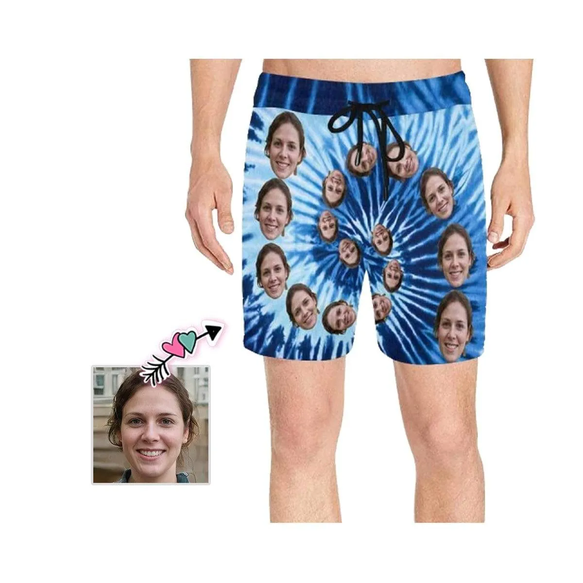 Personalized Swim Trunks Custom Face Blue Men's Quick Dry Swim Shorts with Funny Pictures