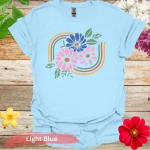 Pink and Blue Flowers Graphic T-Shirt