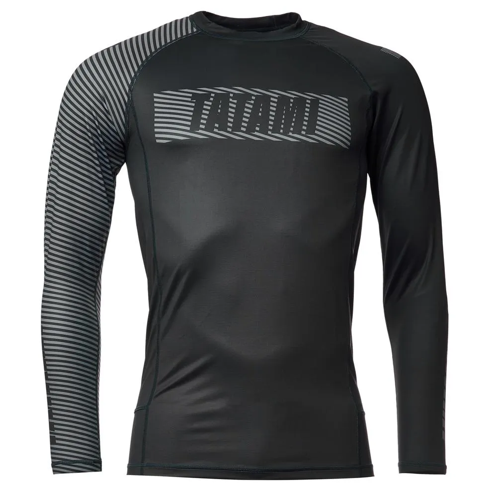 Rash Guard - Tatami Fightwear - 'Essential 3.0' - Musta-Harmaa