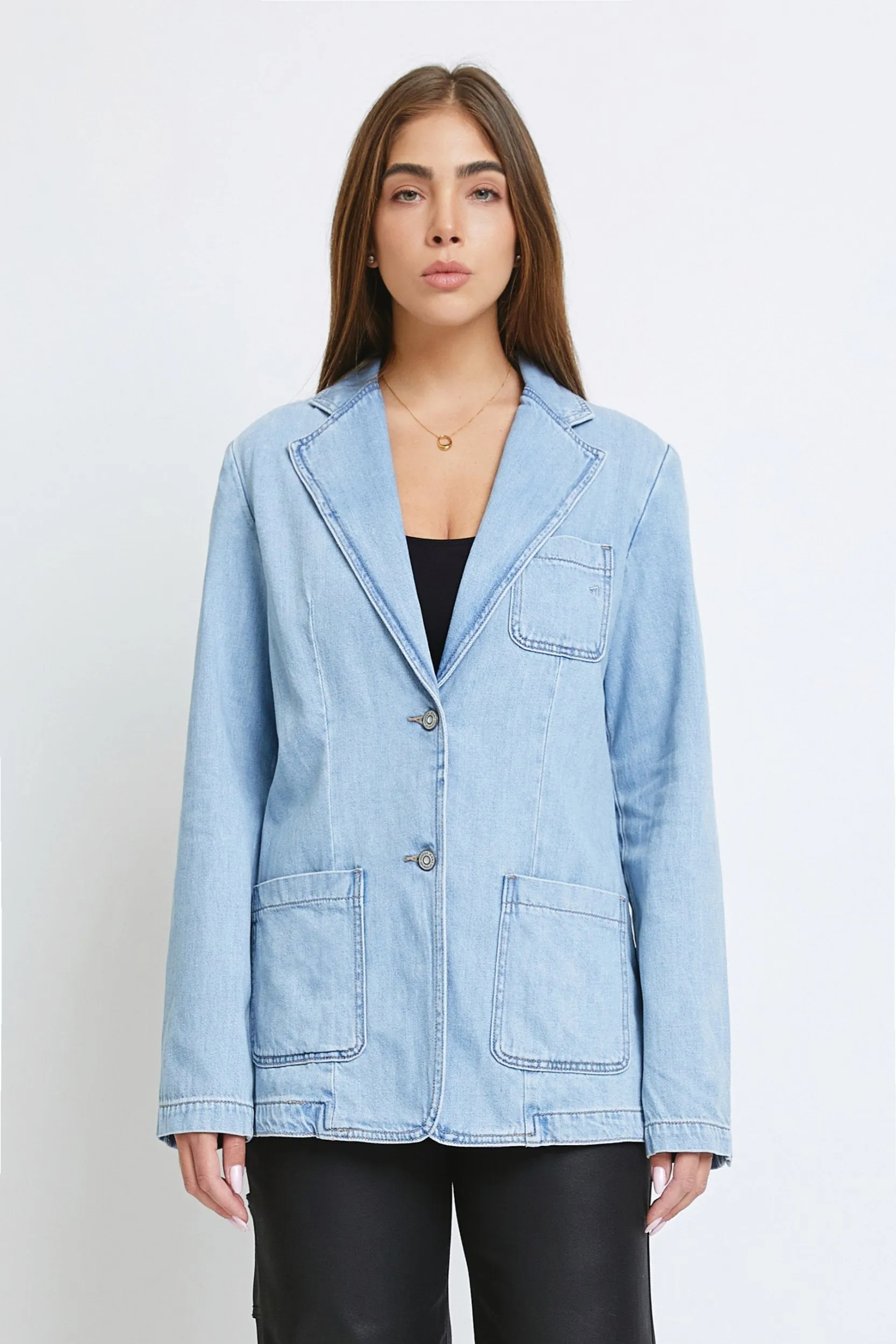 [REBEL] LIGHT WASH DENIM BLAZER