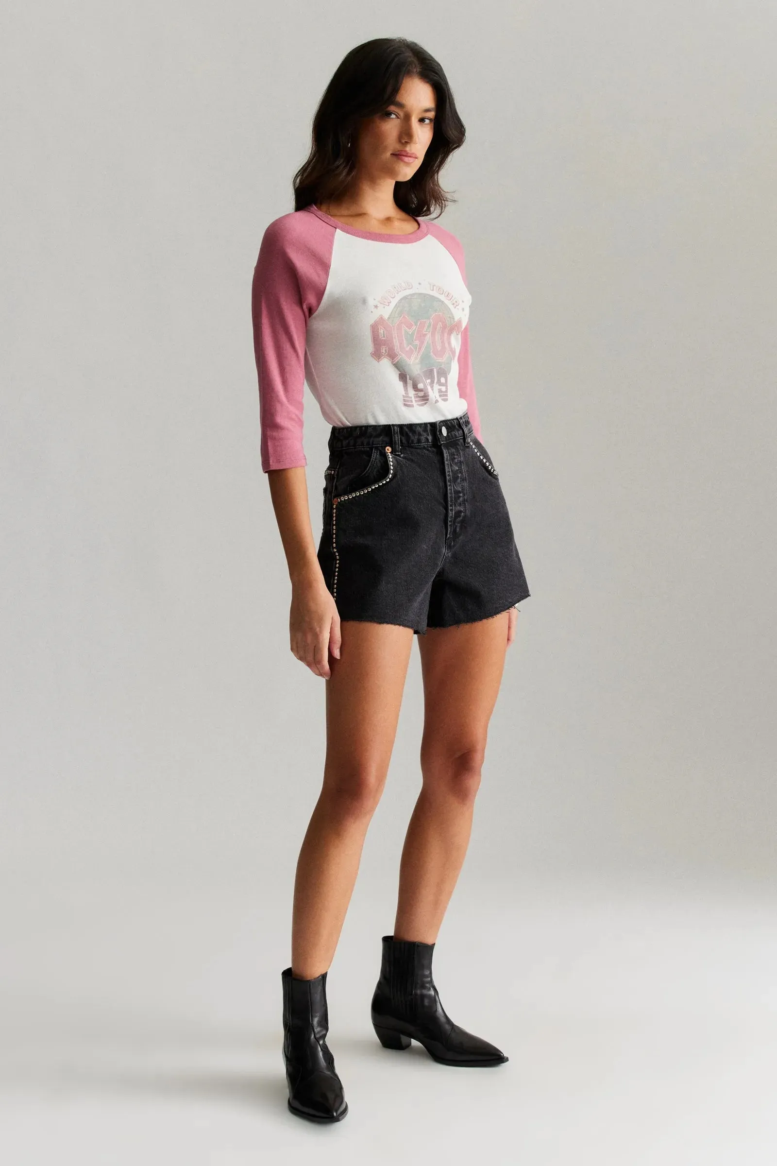 ROLLAS X ACDC Mirage Stud Denim Short - Thunderstud
