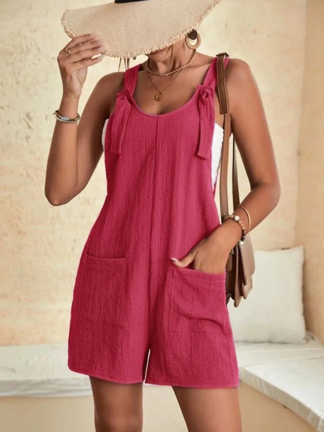 Scoop Neck Romper with Pockets