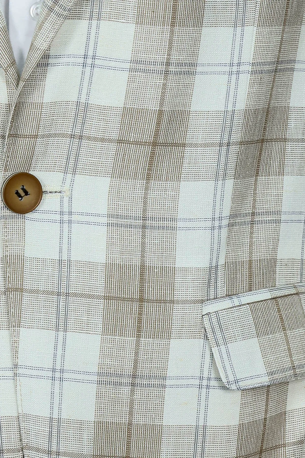 Single Button Wide Pointed Collar Light Brown Blazer - Wessi