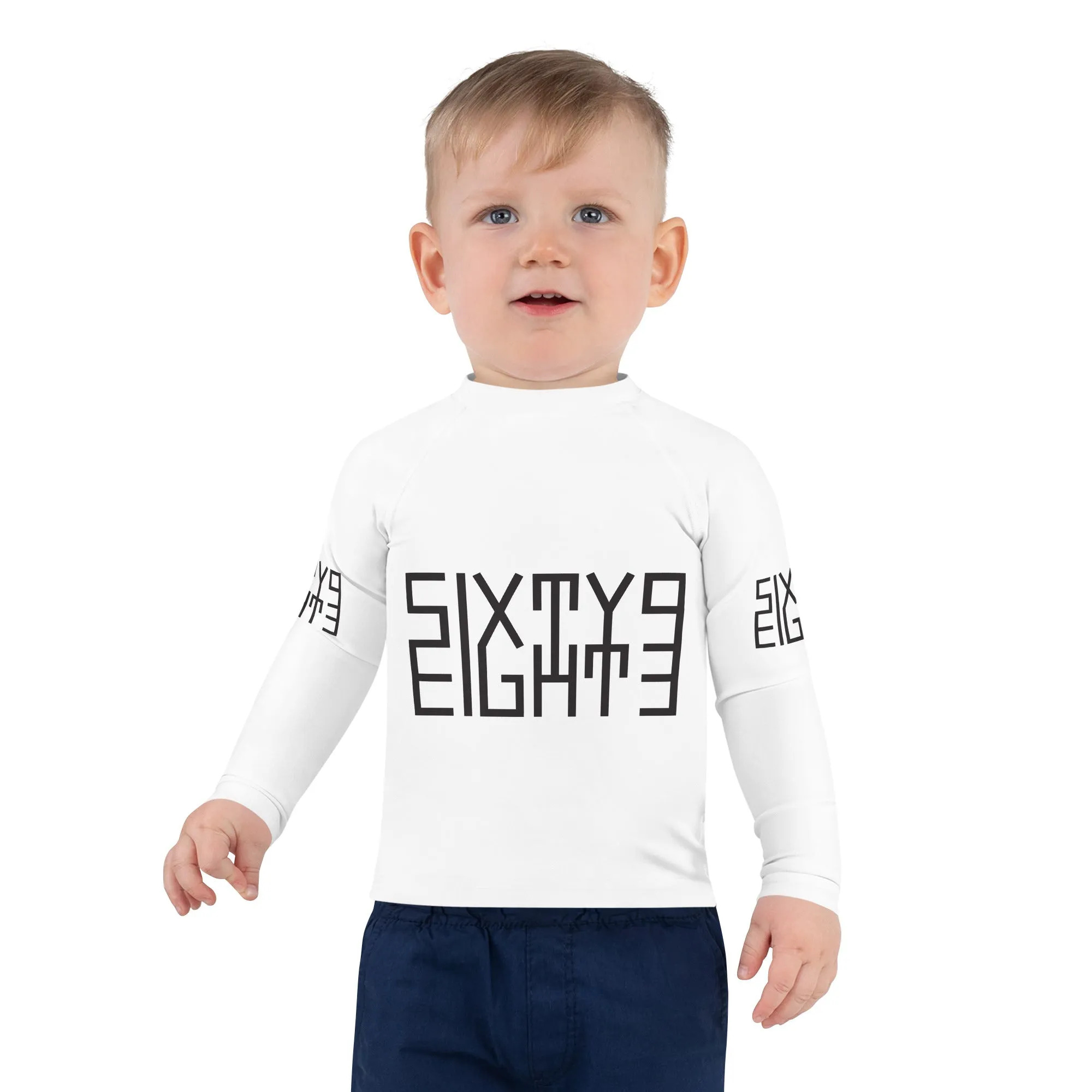 Sixty Eight 93 Logo Black & White Kids Rash Guard