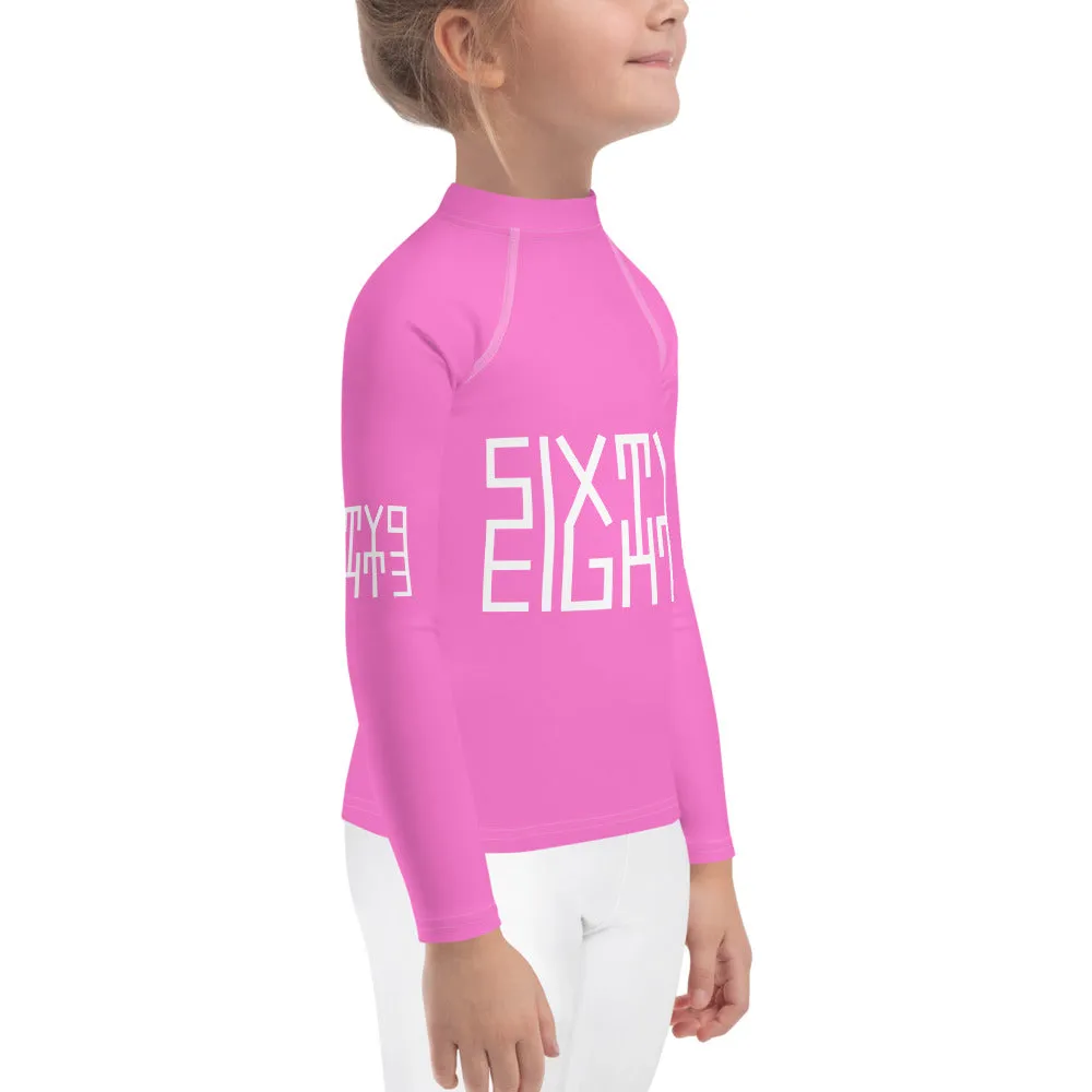 Sixty Eight 93 Logo White & Pink Kids Rash Guard