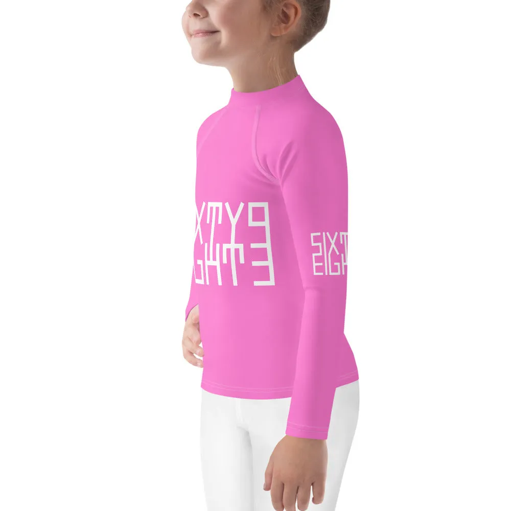 Sixty Eight 93 Logo White & Pink Kids Rash Guard