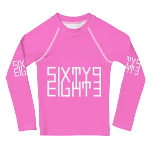 Sixty Eight 93 Logo White & Pink Kids Rash Guard