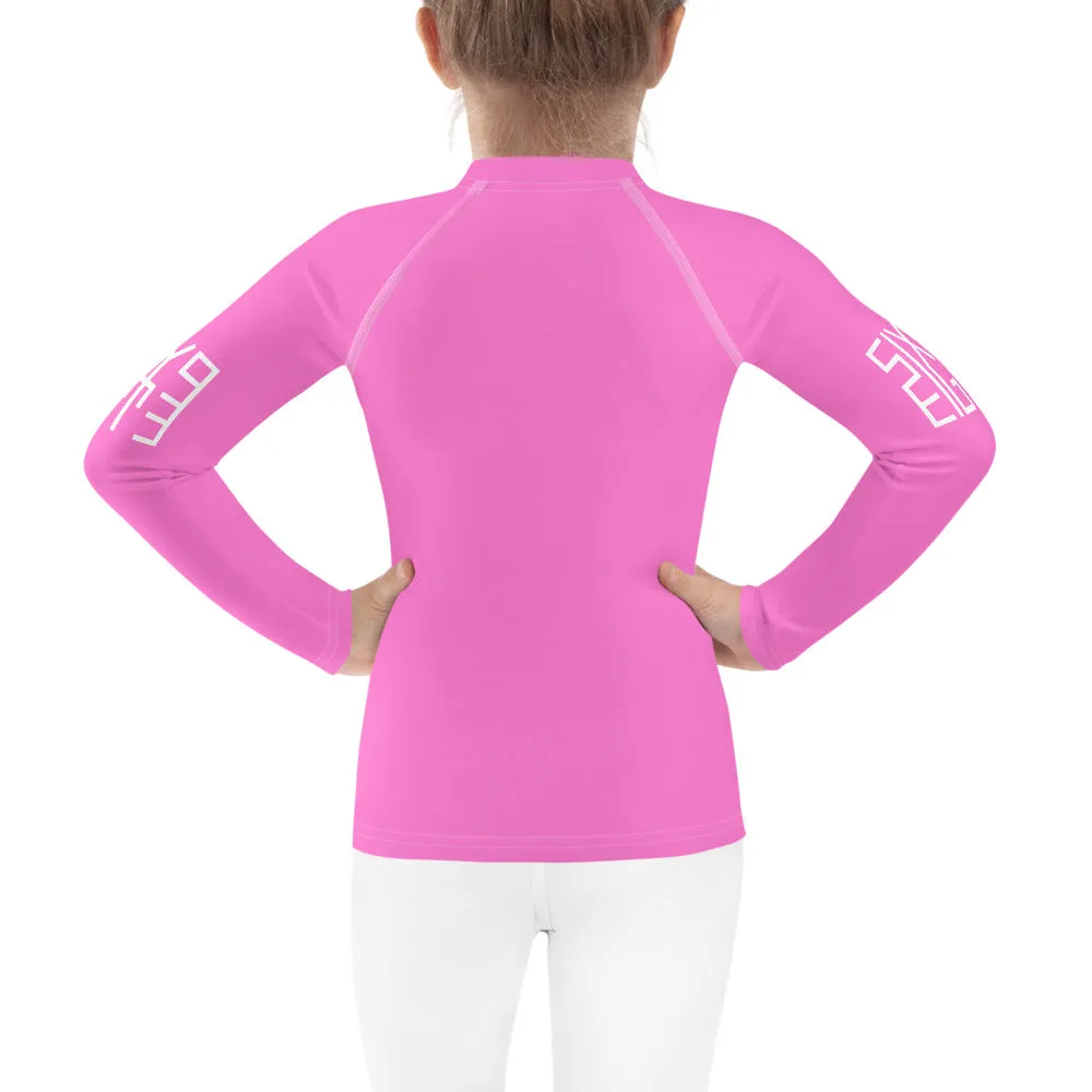Sixty Eight 93 Logo White & Pink Kids Rash Guard