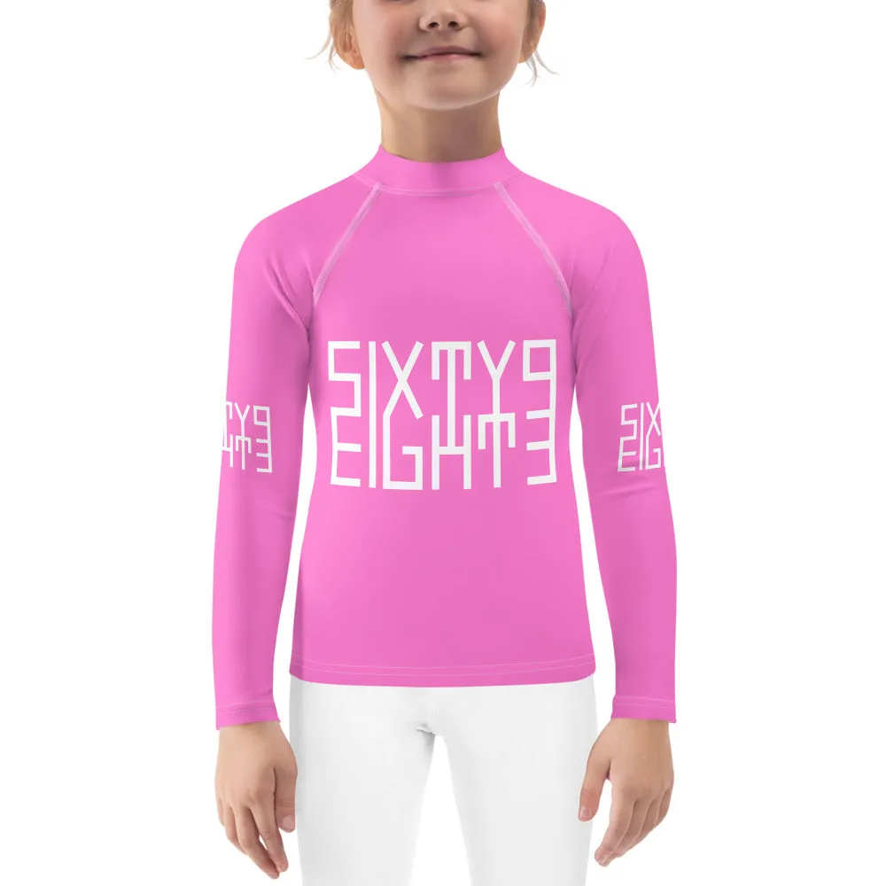 Sixty Eight 93 Logo White & Pink Kids Rash Guard