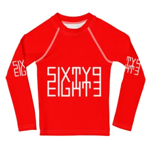 Sixty Eight 93 Logo White & Red Kids Rash Guard