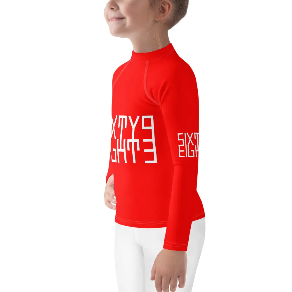 Sixty Eight 93 Logo White & Red Kids Rash Guard