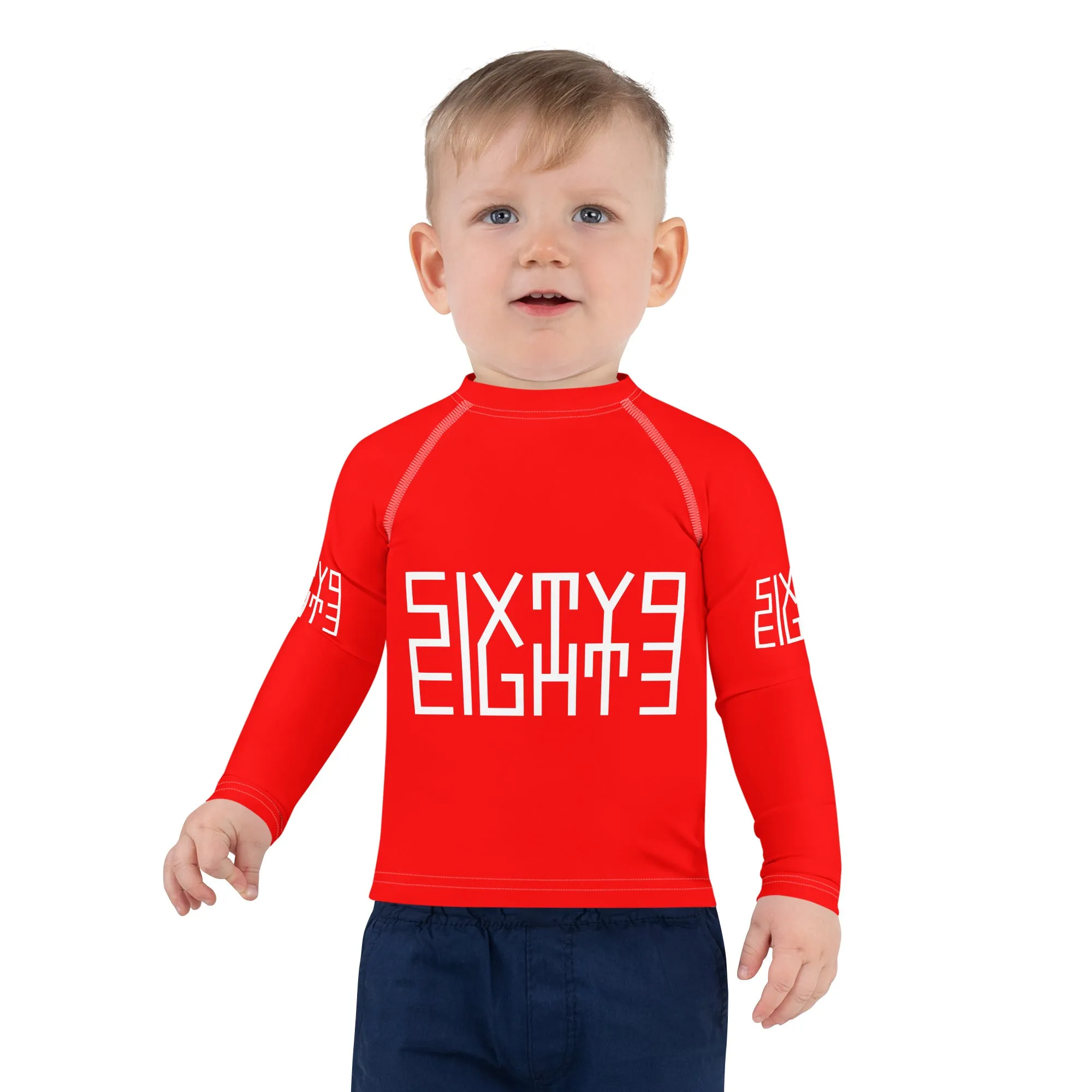 Sixty Eight 93 Logo White & Red Kids Rash Guard