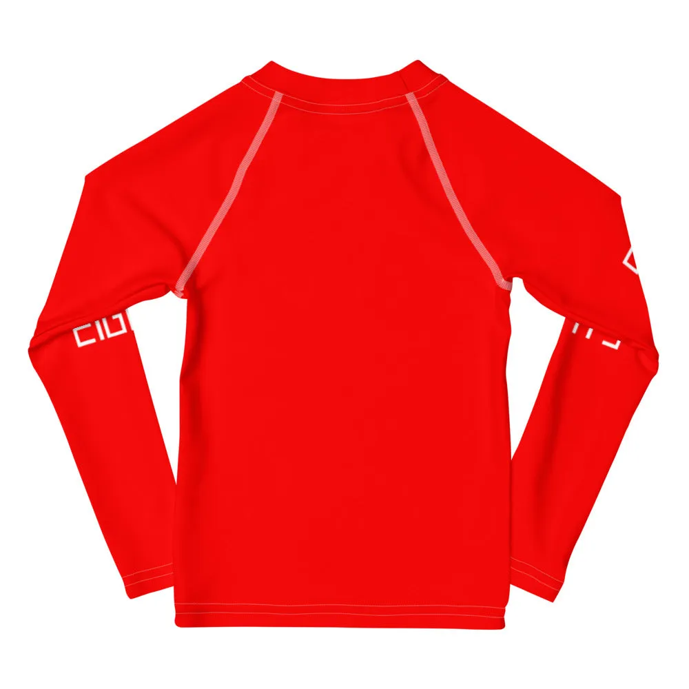 Sixty Eight 93 Logo White & Red Kids Rash Guard