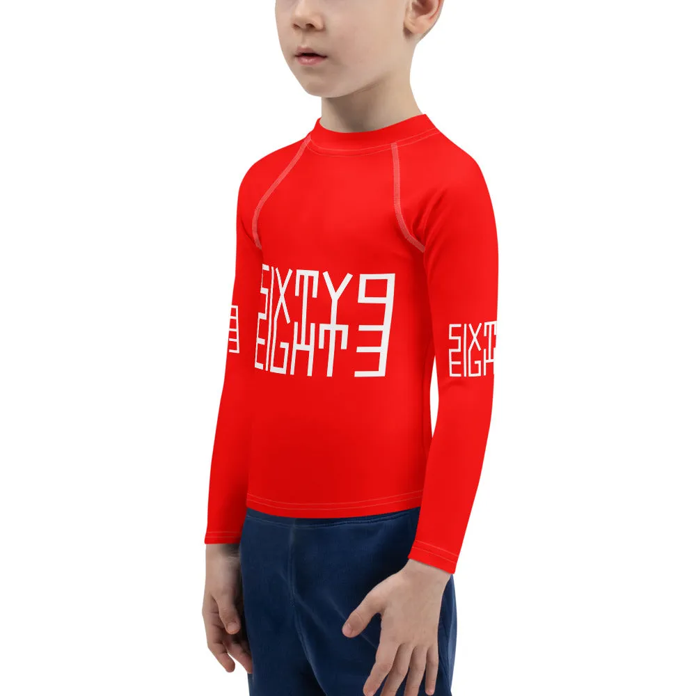 Sixty Eight 93 Logo White & Red Kids Rash Guard