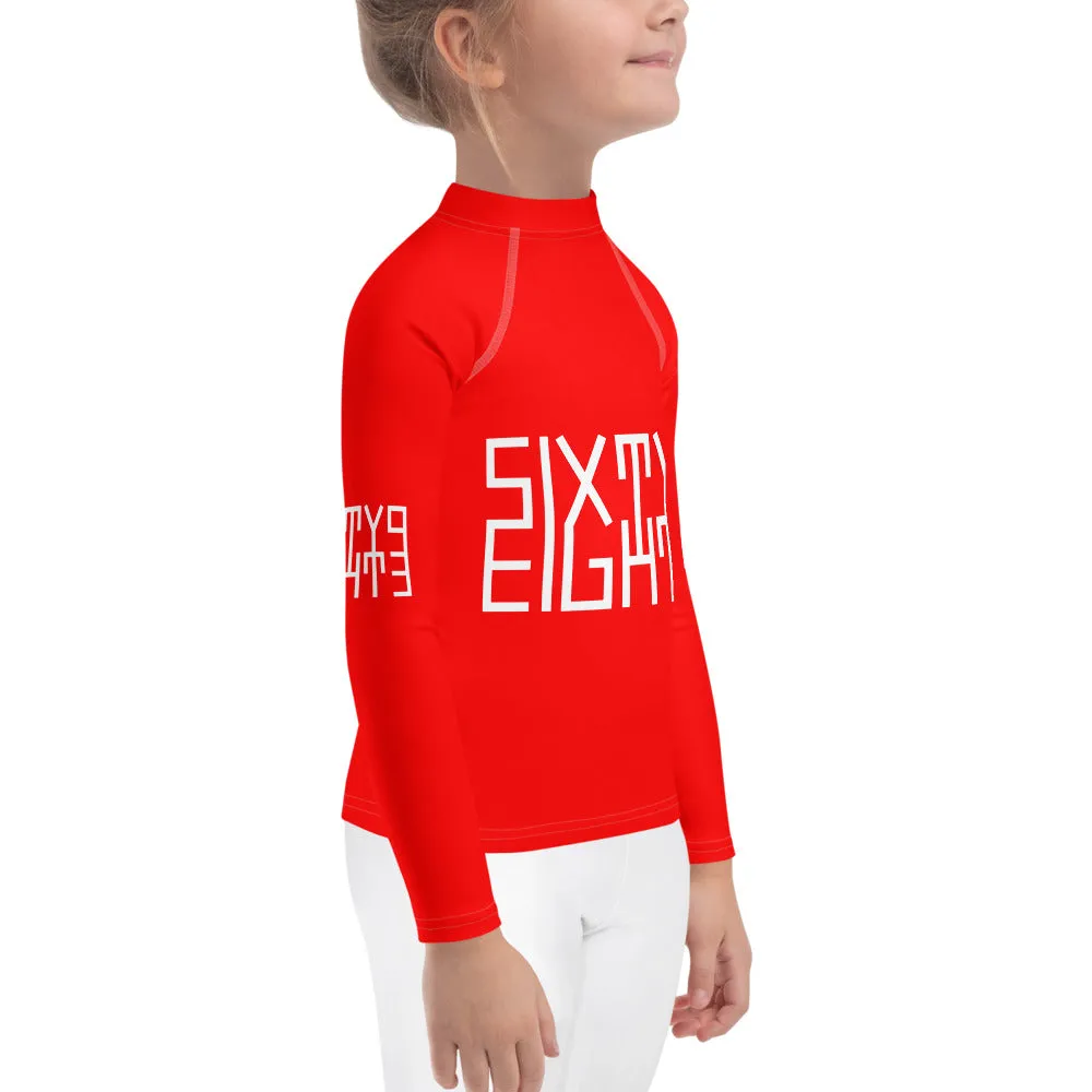 Sixty Eight 93 Logo White & Red Kids Rash Guard