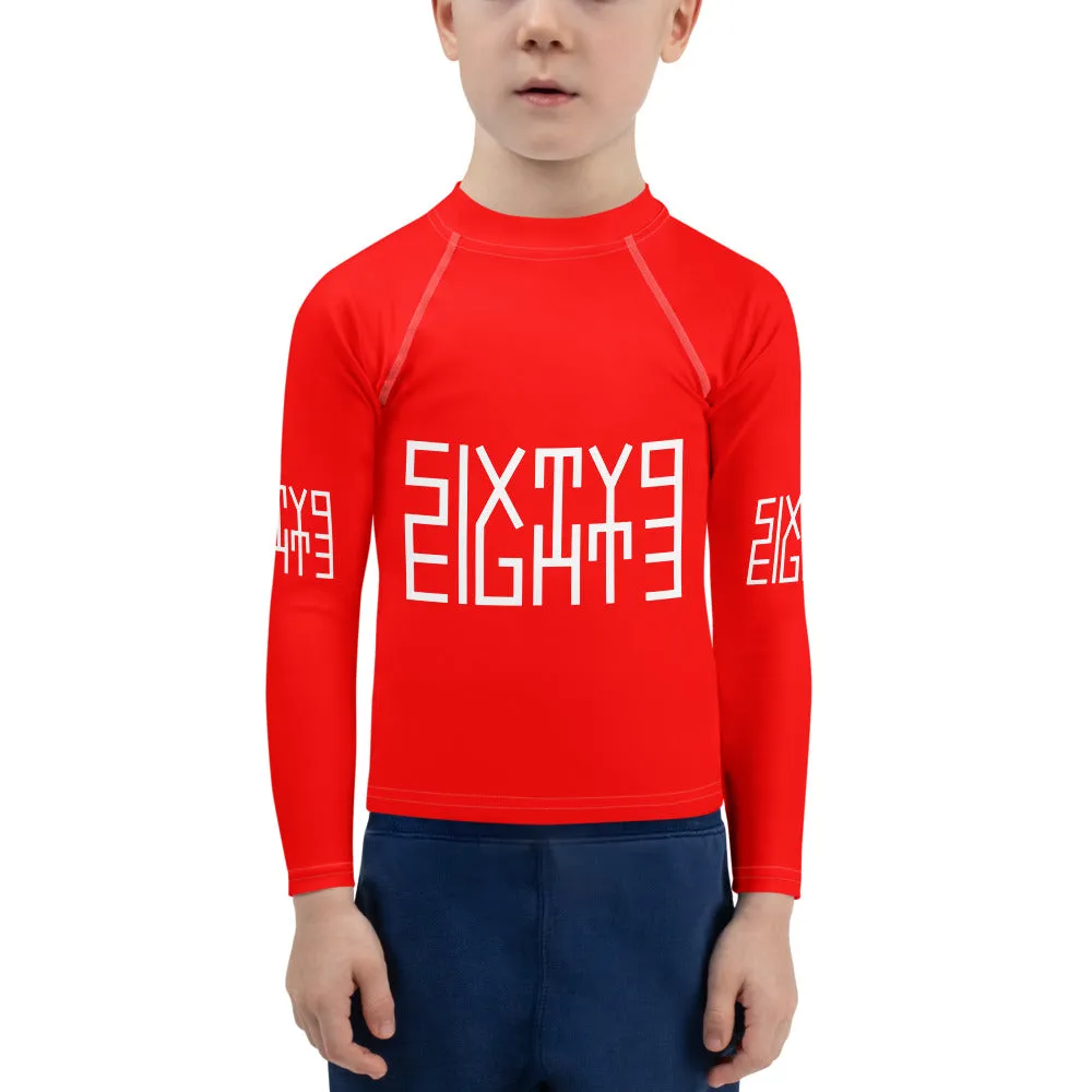 Sixty Eight 93 Logo White & Red Kids Rash Guard