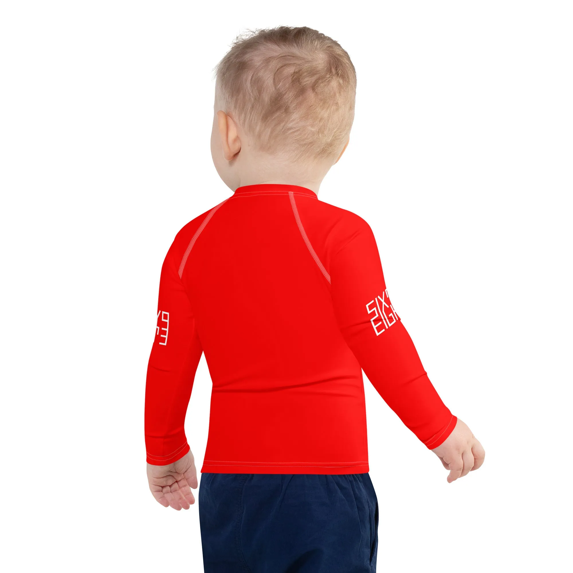 Sixty Eight 93 Logo White & Red Kids Rash Guard
