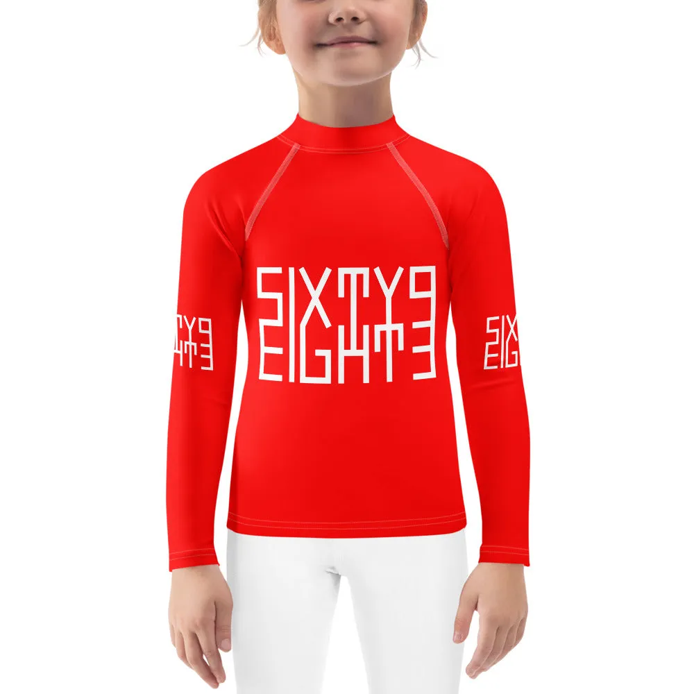 Sixty Eight 93 Logo White & Red Kids Rash Guard