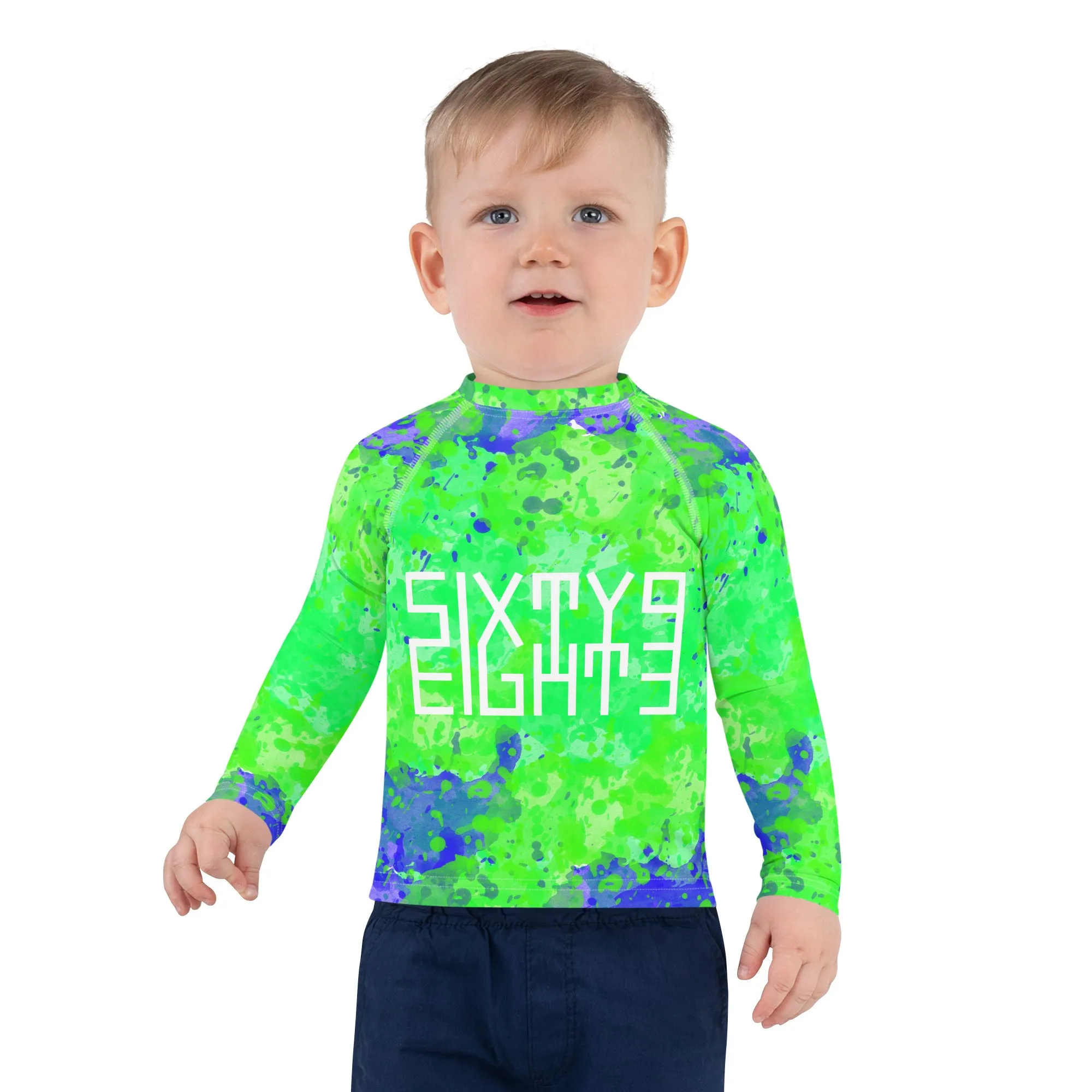 Sixty Eight 93 Logo White Earthy Kids Rash Guard