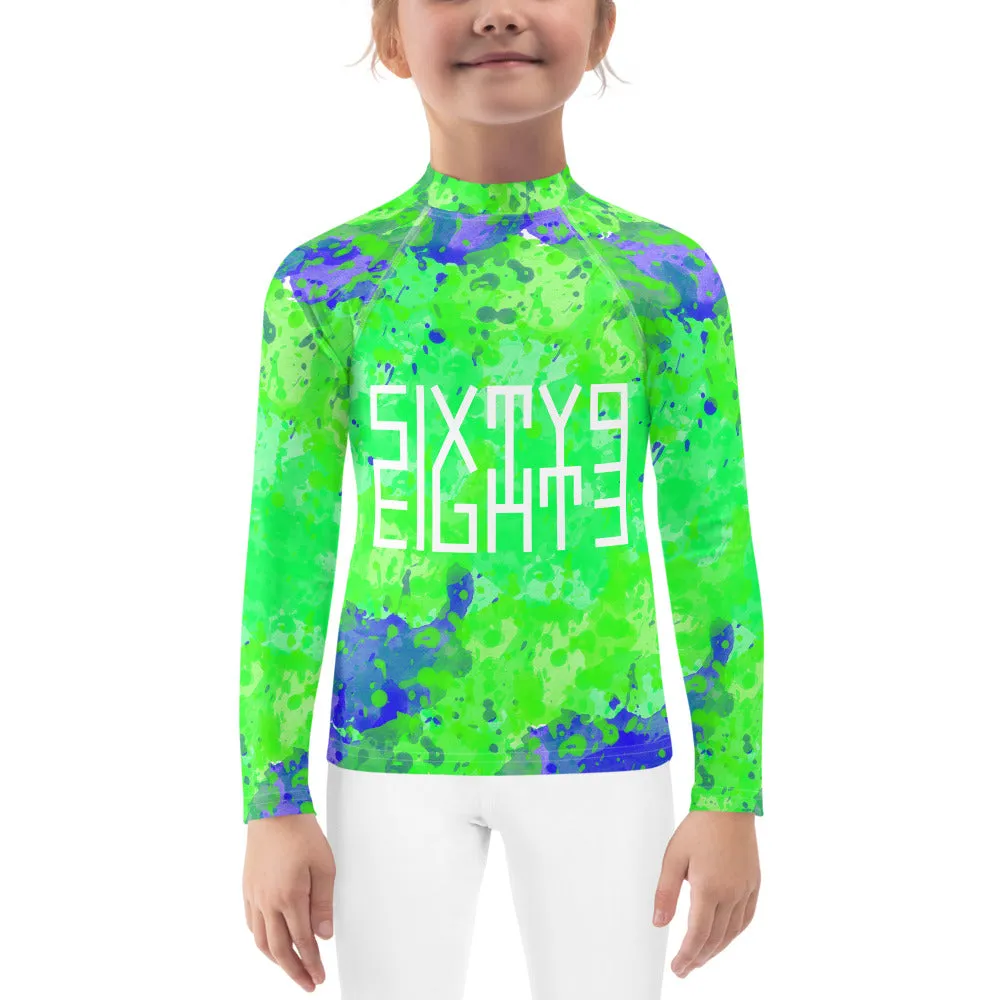 Sixty Eight 93 Logo White Earthy Kids Rash Guard