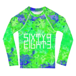Sixty Eight 93 Logo White Earthy Kids Rash Guard