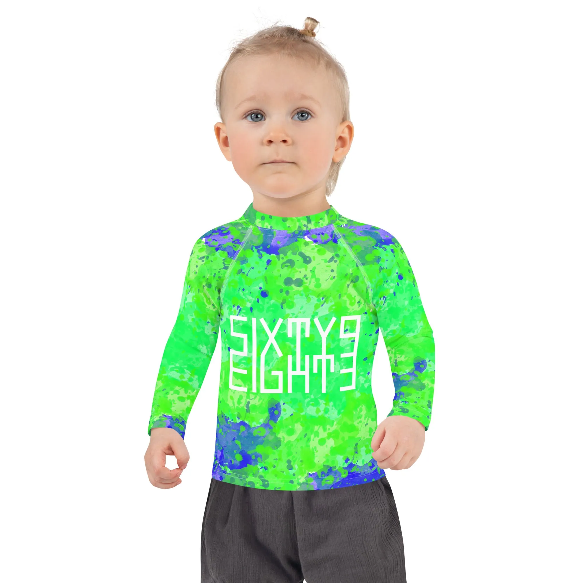 Sixty Eight 93 Logo White Earthy Kids Rash Guard