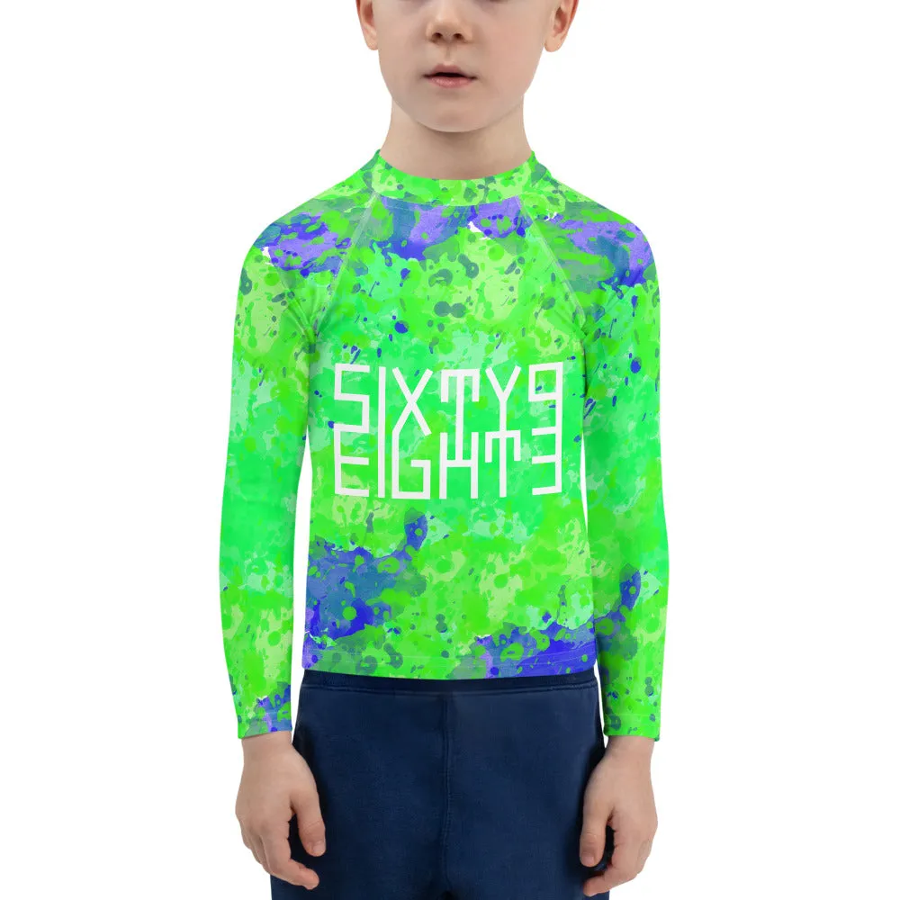 Sixty Eight 93 Logo White Earthy Kids Rash Guard