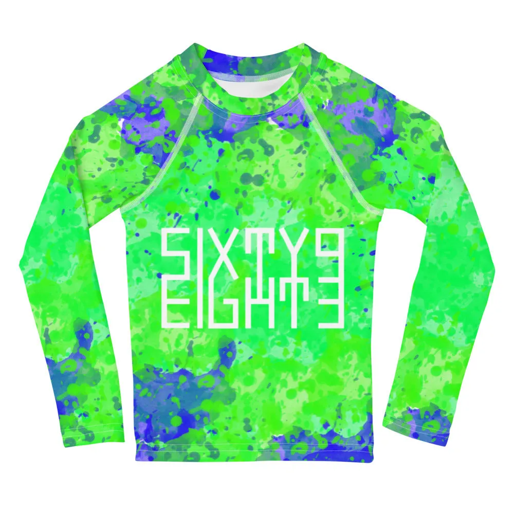 Sixty Eight 93 Logo White Earthy Kids Rash Guard