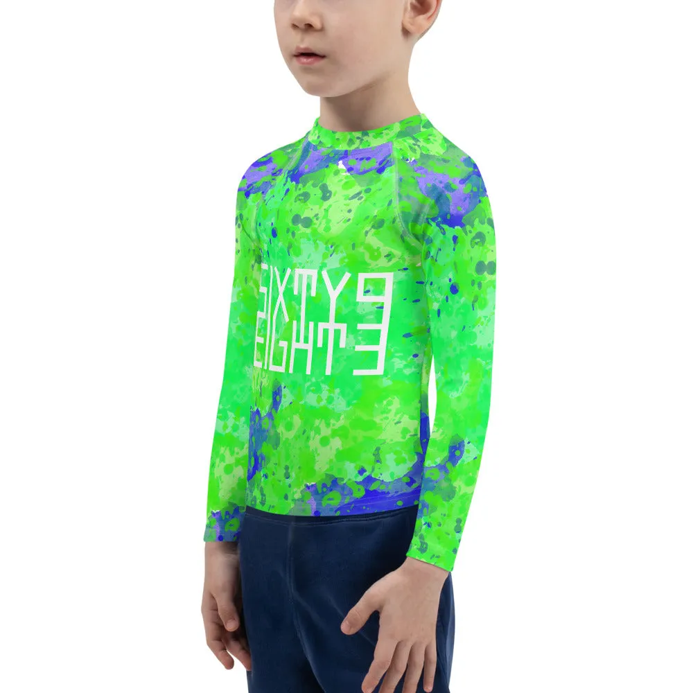 Sixty Eight 93 Logo White Earthy Kids Rash Guard