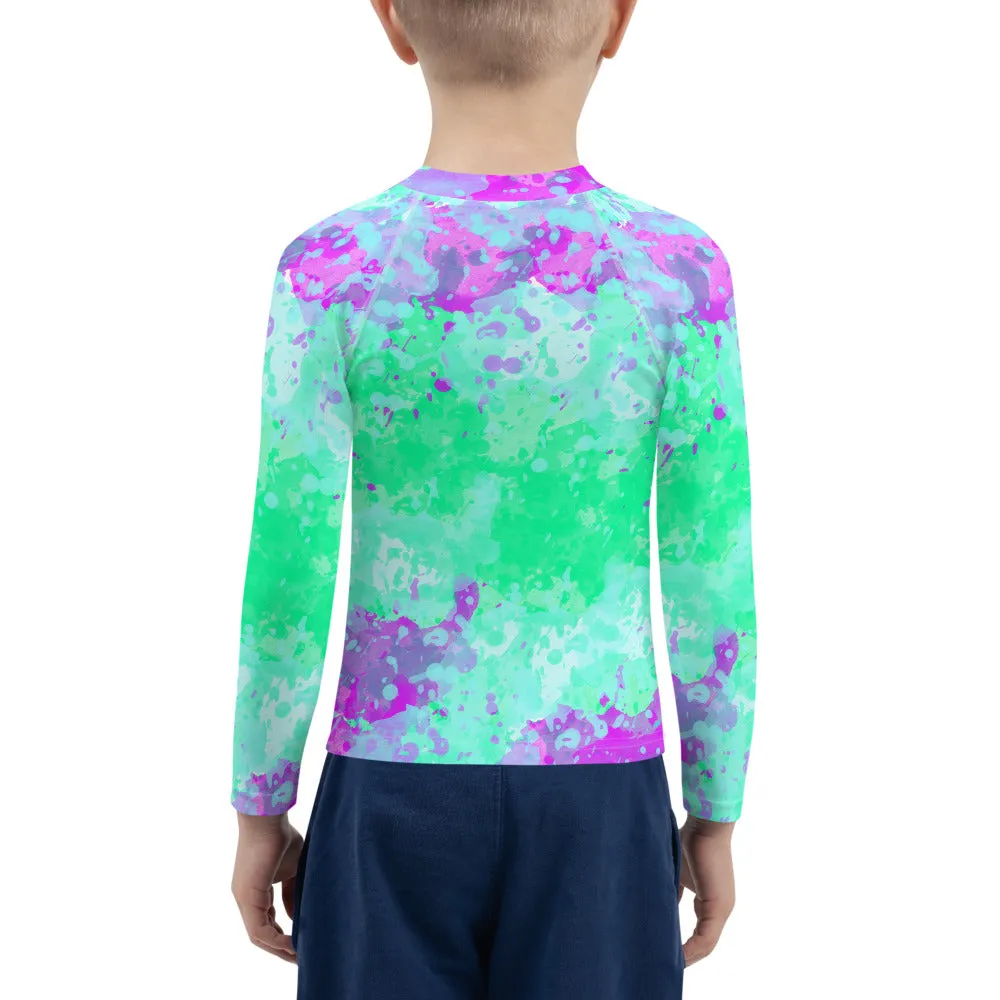 Sixty Eight 93 Logo White Incredible Marble Blue Kids Rash Guard