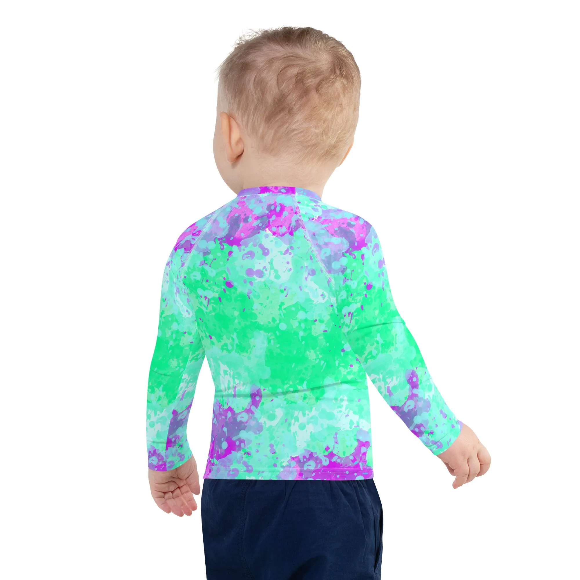 Sixty Eight 93 Logo White Incredible Marble Blue Kids Rash Guard