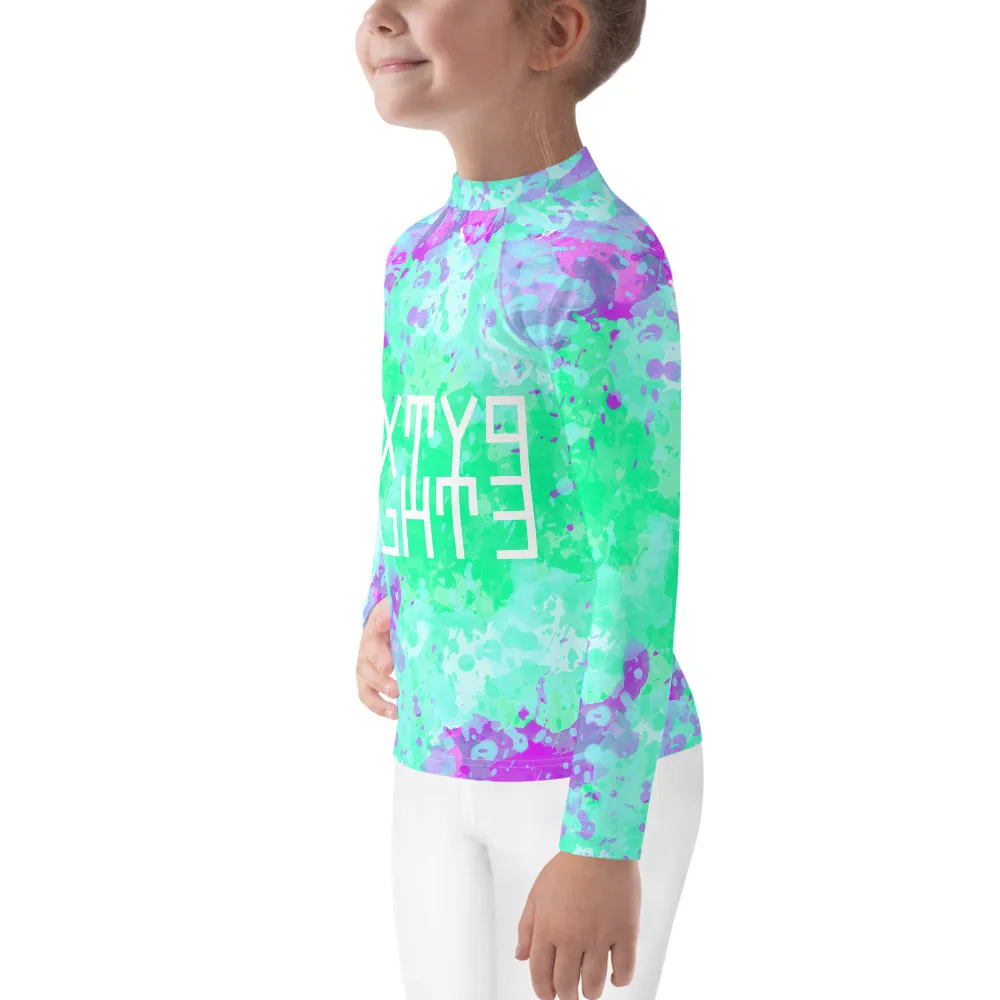 Sixty Eight 93 Logo White Incredible Marble Blue Kids Rash Guard