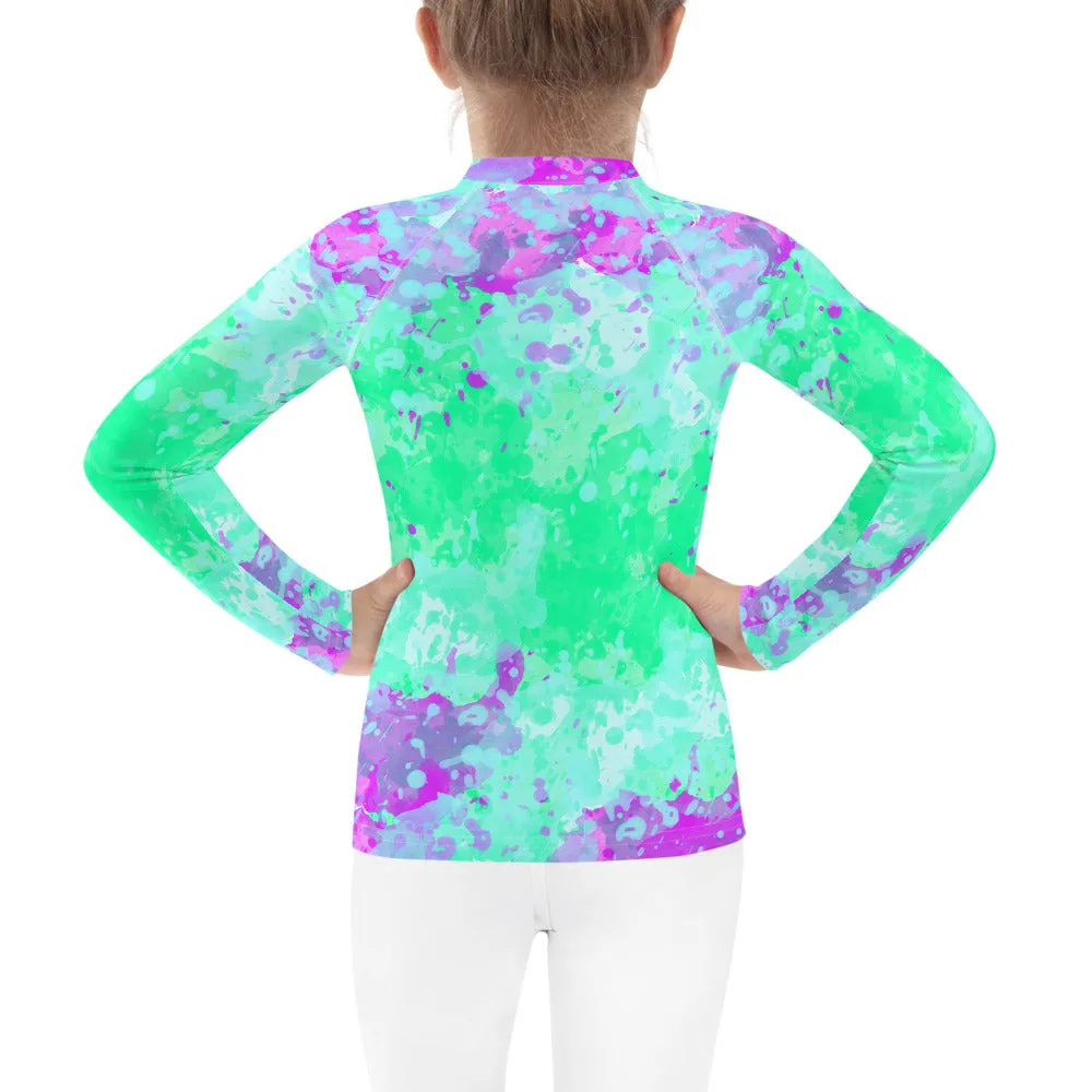 Sixty Eight 93 Logo White Incredible Marble Blue Kids Rash Guard