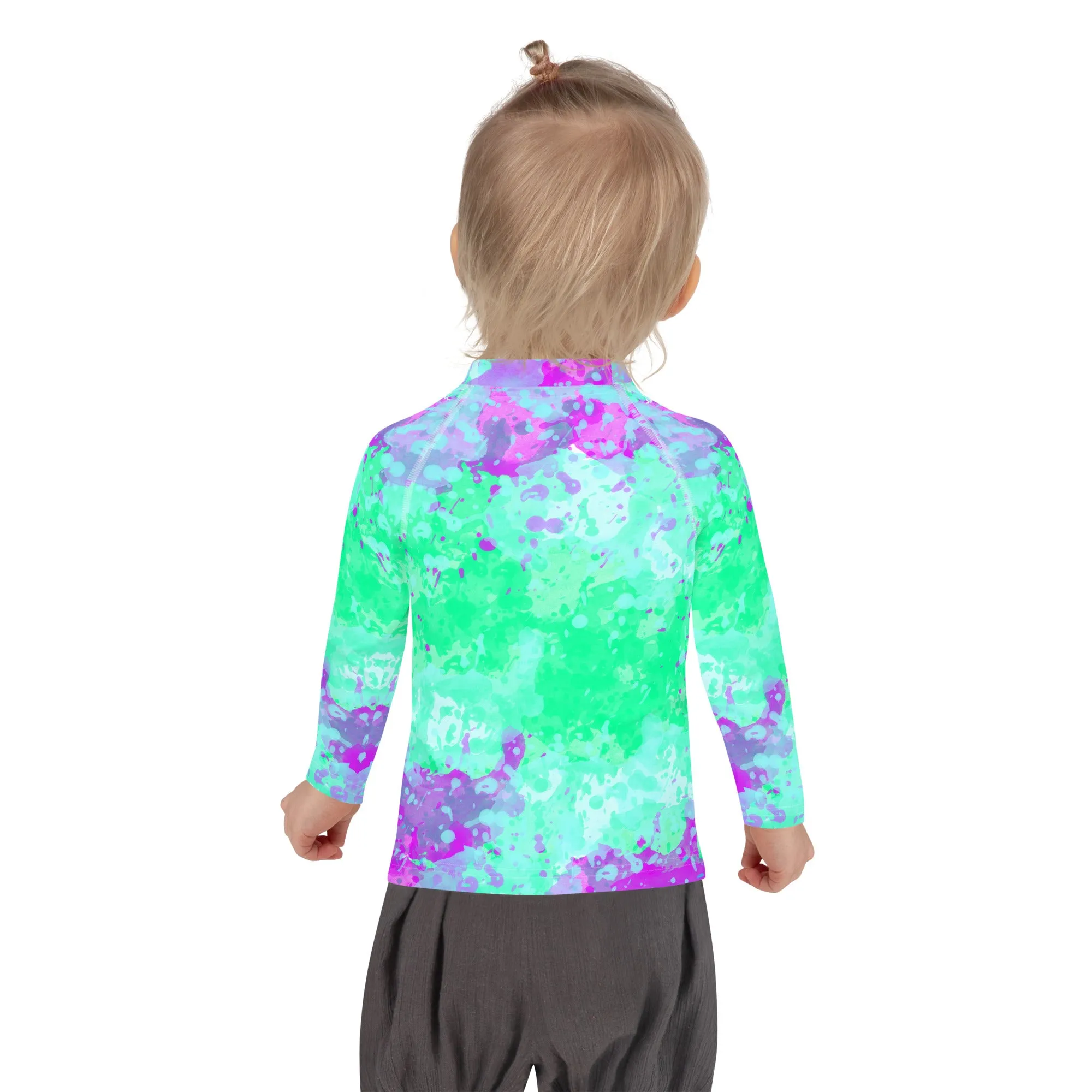 Sixty Eight 93 Logo White Incredible Marble Blue Kids Rash Guard