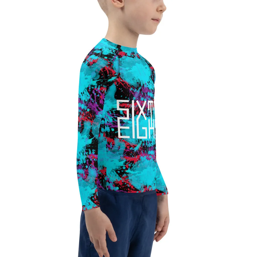 Sixty Eight 93 Logo White #Splatter 1.2 Kids Rash Guard