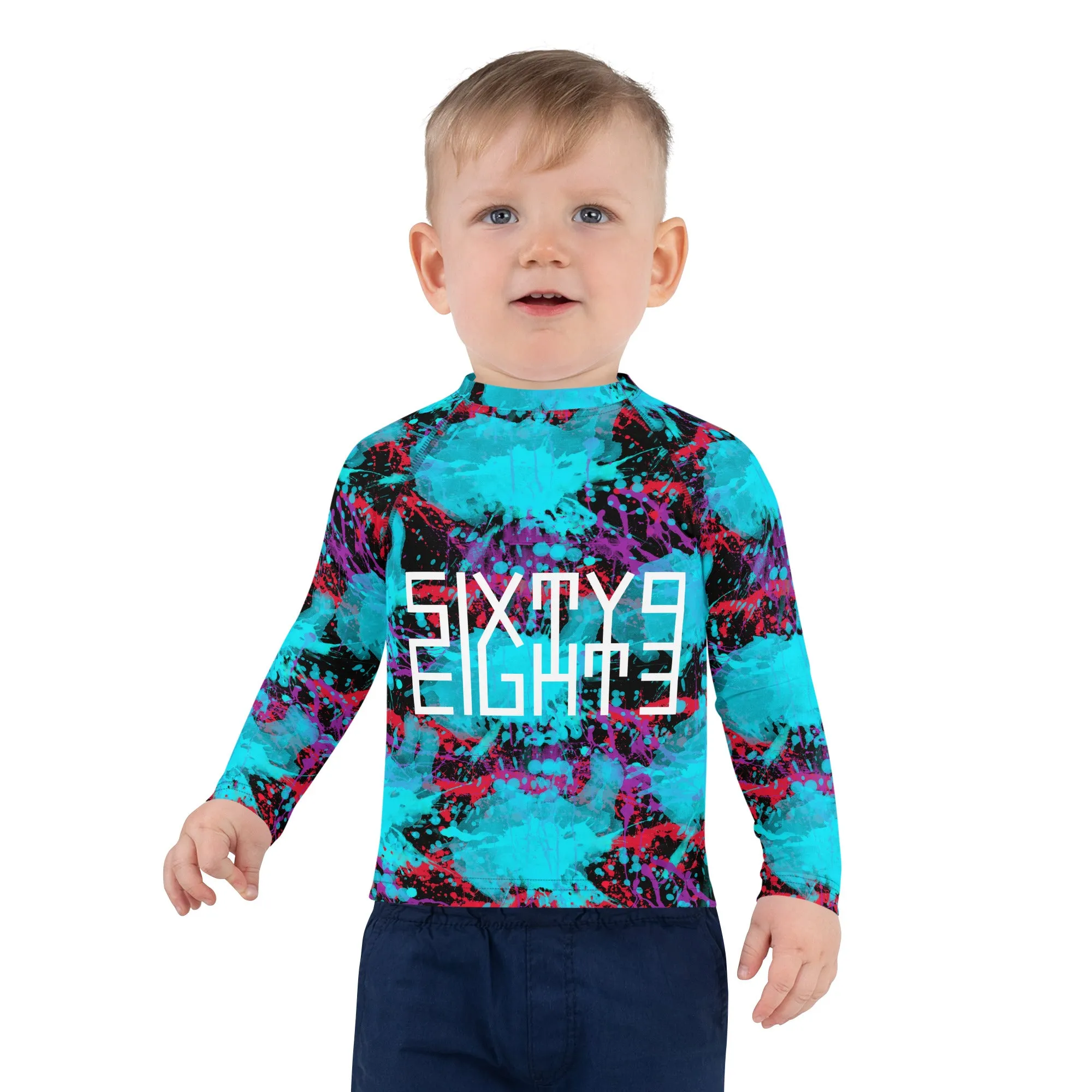 Sixty Eight 93 Logo White #Splatter 1.2 Kids Rash Guard