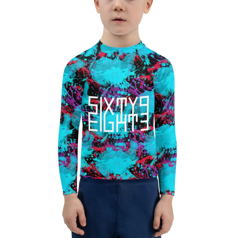 Sixty Eight 93 Logo White #Splatter 1.2 Kids Rash Guard