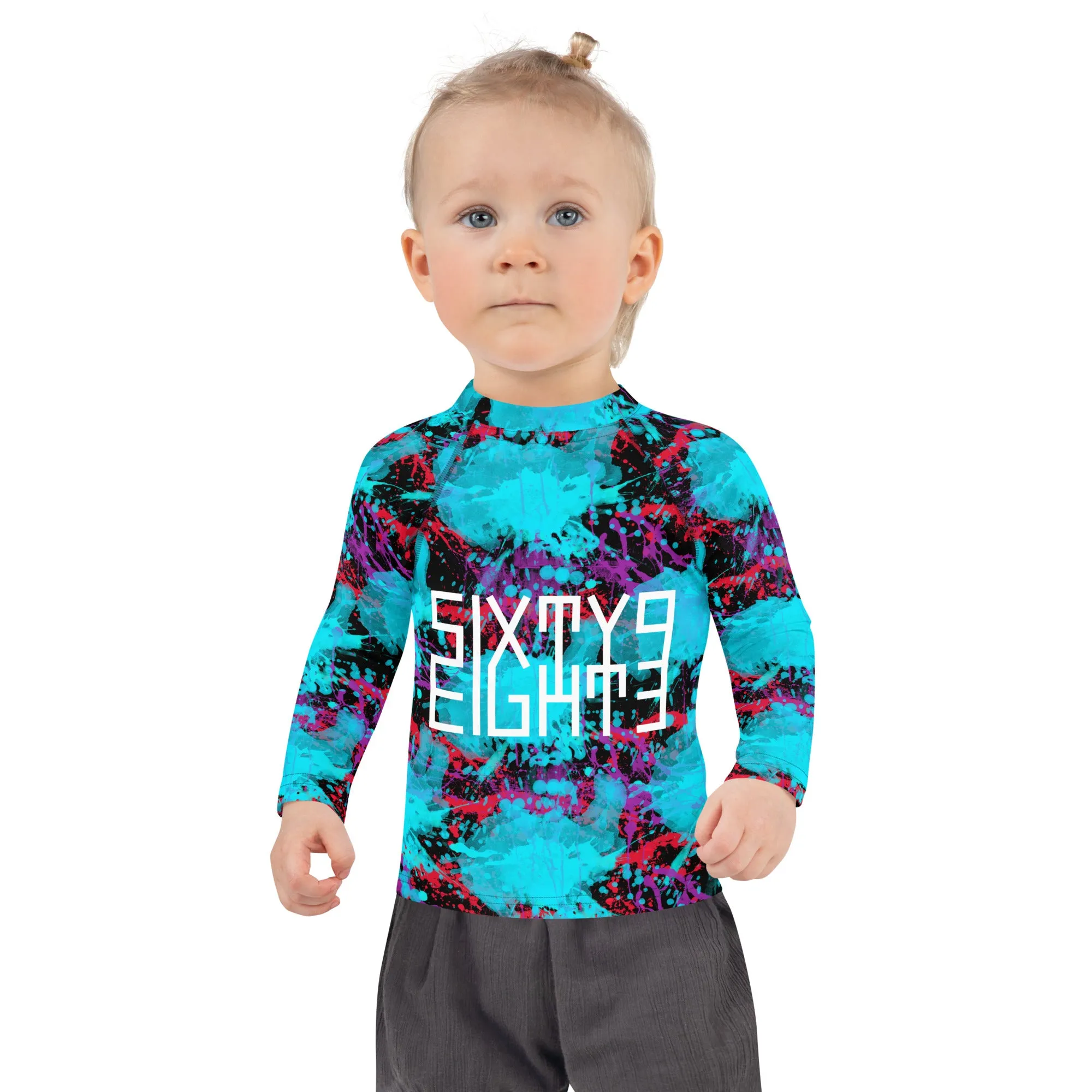 Sixty Eight 93 Logo White #Splatter 1.2 Kids Rash Guard