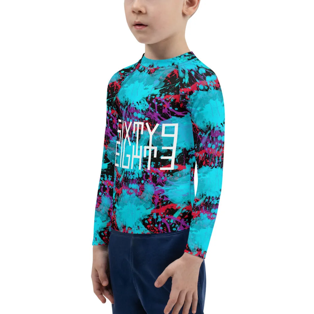 Sixty Eight 93 Logo White #Splatter 1.2 Kids Rash Guard