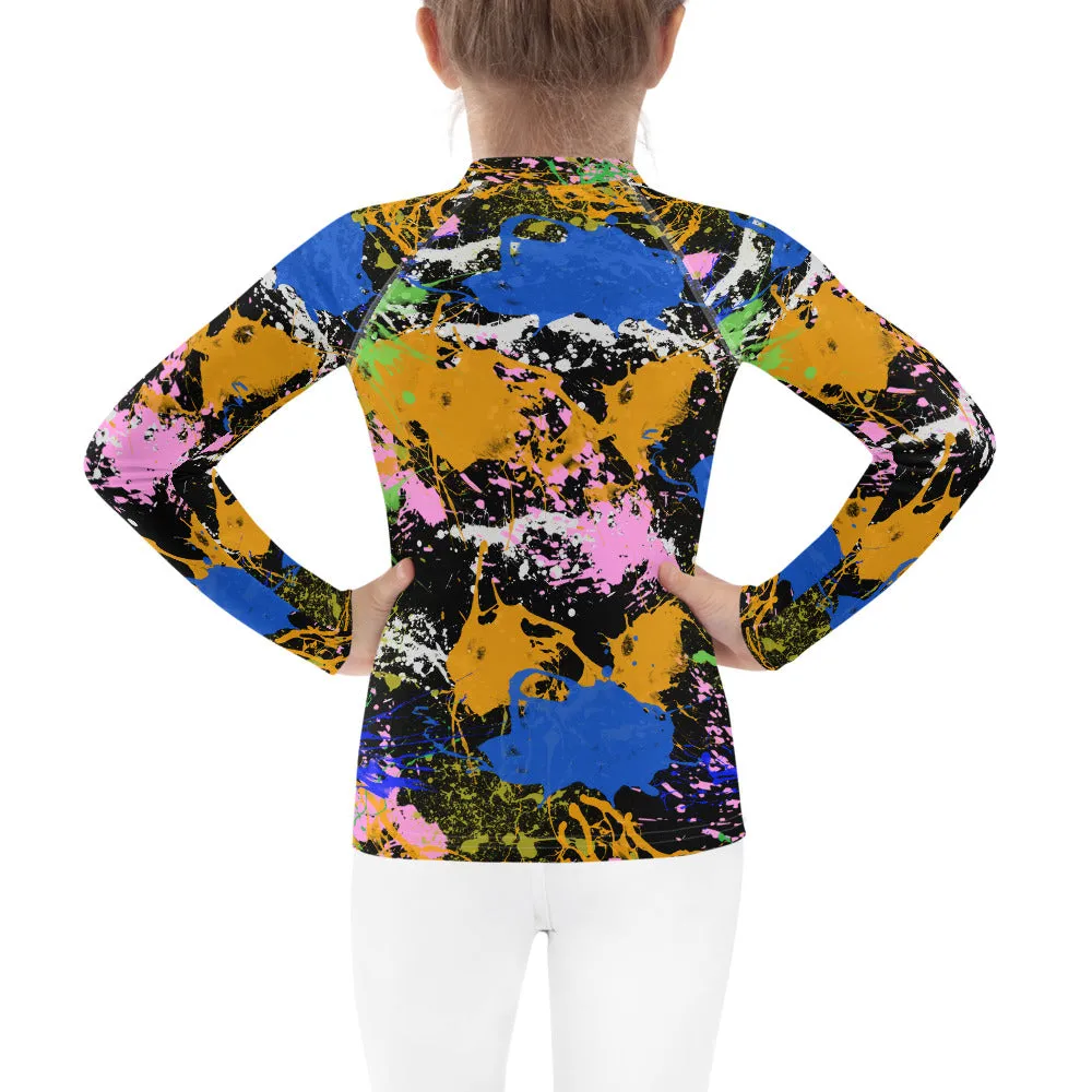 Sixty Eight 93 Logo White Splatter #2 Kids Rash Guard