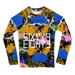 Sixty Eight 93 Logo White Splatter #2 Kids Rash Guard