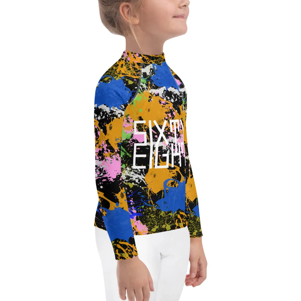 Sixty Eight 93 Logo White Splatter #2 Kids Rash Guard