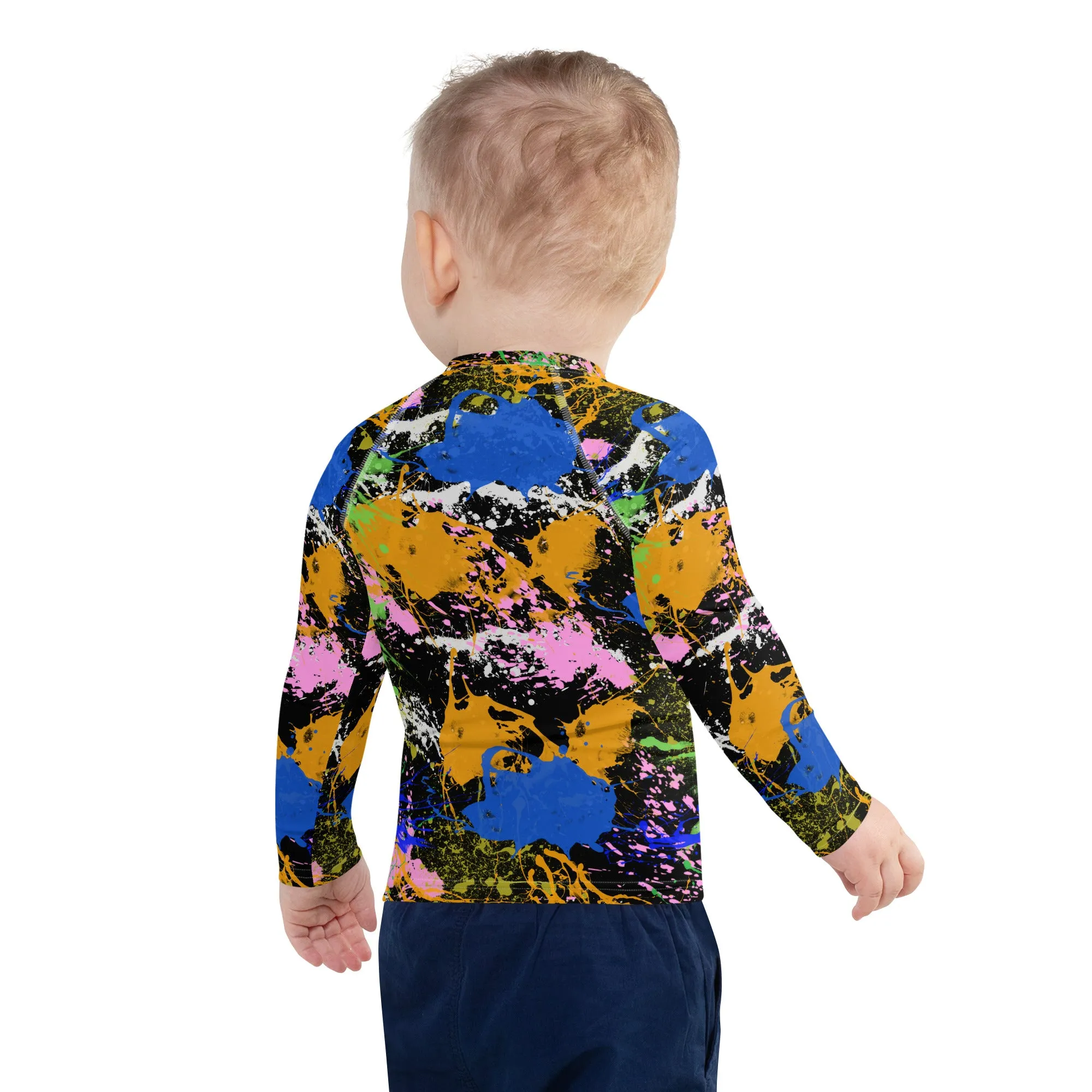 Sixty Eight 93 Logo White Splatter #2 Kids Rash Guard