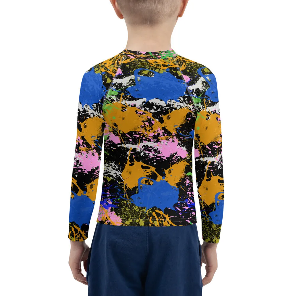 Sixty Eight 93 Logo White Splatter #2 Kids Rash Guard