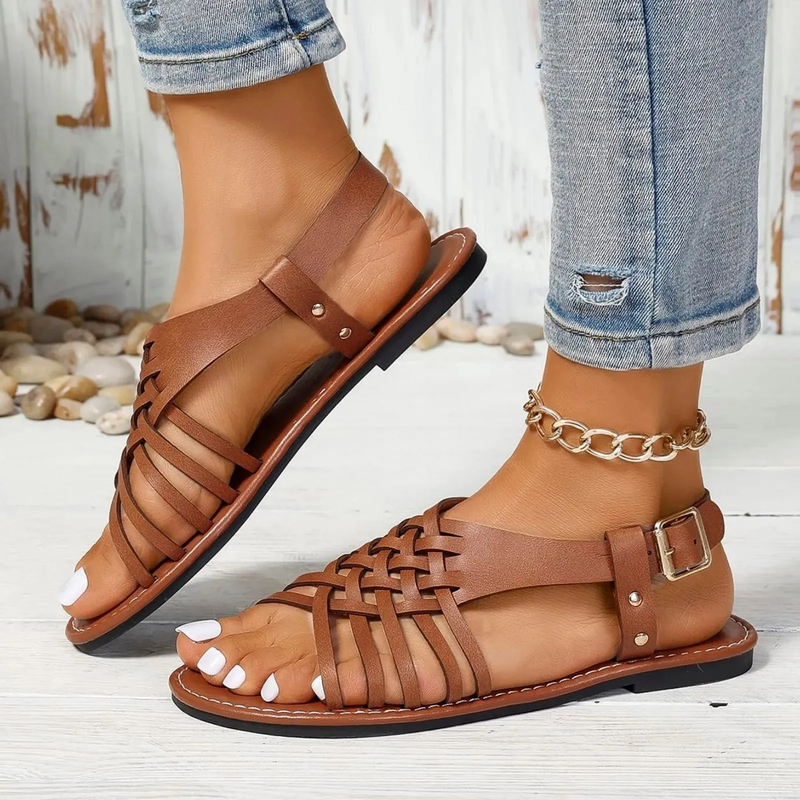 Sophie™ – Retro Cross-Strap Sandals