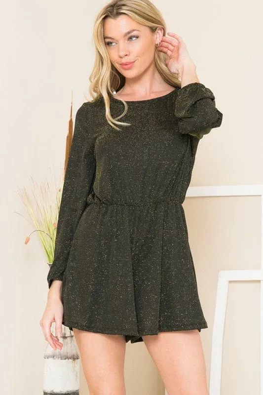 Sparkly Lurex Romper with Puff Sleeves - Perfect for Parties!